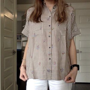 NWT Floral embroidered gingham shirt from Madewell